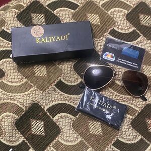 KALIYADI Polarized Aviator Sunglasses – Gold Frame, Brown Lens – UV400
